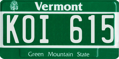 VT license plate KOI615