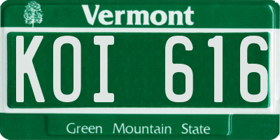 VT license plate KOI616