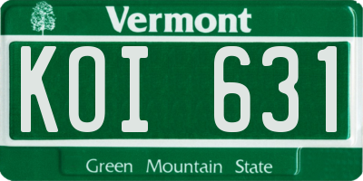 VT license plate KOI631