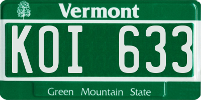 VT license plate KOI633