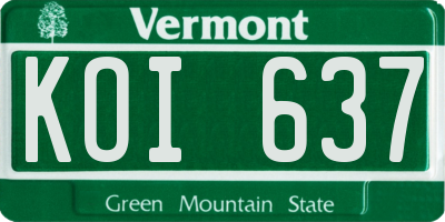 VT license plate KOI637