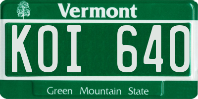 VT license plate KOI640