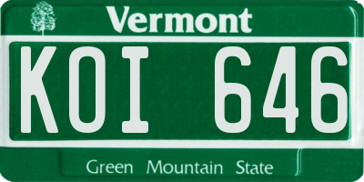 VT license plate KOI646