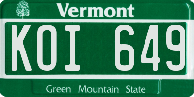 VT license plate KOI649