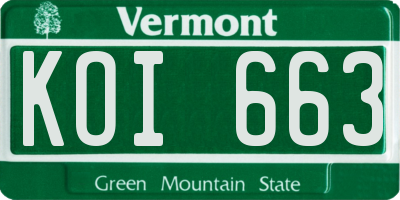 VT license plate KOI663