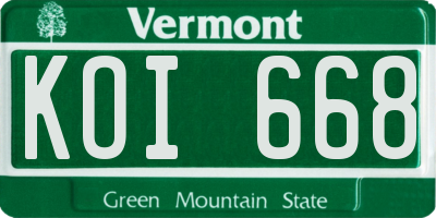 VT license plate KOI668
