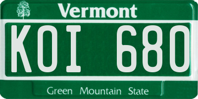VT license plate KOI680