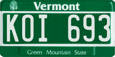 VT license plate KOI693