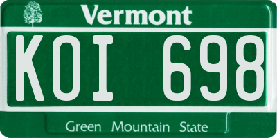 VT license plate KOI698
