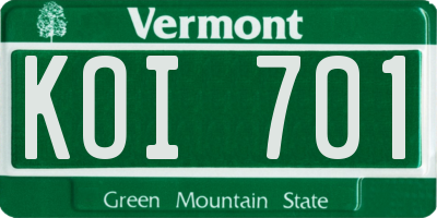 VT license plate KOI701
