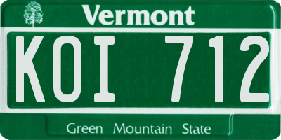 VT license plate KOI712