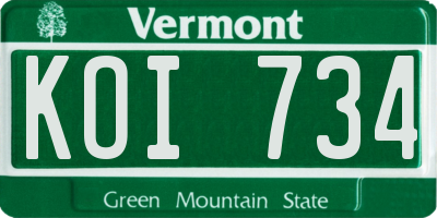 VT license plate KOI734