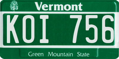 VT license plate KOI756