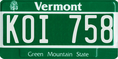 VT license plate KOI758