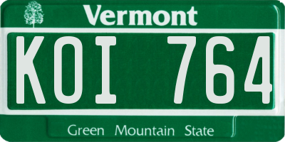 VT license plate KOI764