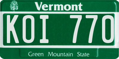 VT license plate KOI770