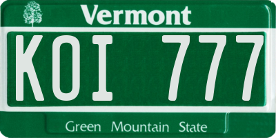 VT license plate KOI777