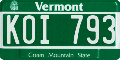 VT license plate KOI793