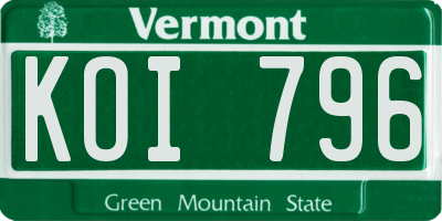 VT license plate KOI796