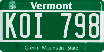 VT license plate KOI798
