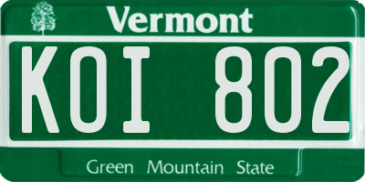 VT license plate KOI802