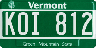 VT license plate KOI812