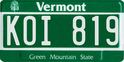 VT license plate KOI819