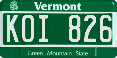 VT license plate KOI826