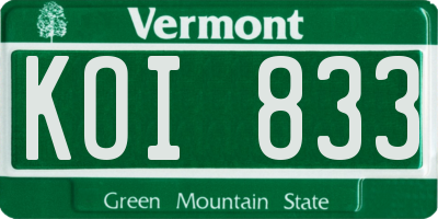 VT license plate KOI833