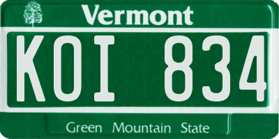 VT license plate KOI834