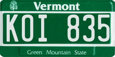 VT license plate KOI835