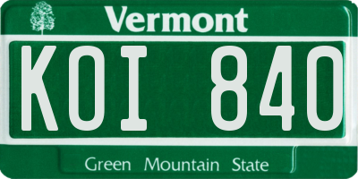 VT license plate KOI840