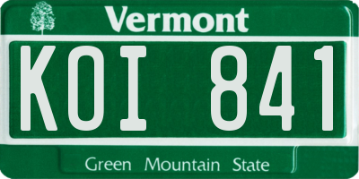 VT license plate KOI841