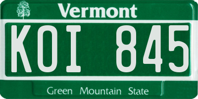 VT license plate KOI845