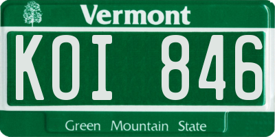 VT license plate KOI846