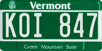 VT license plate KOI847