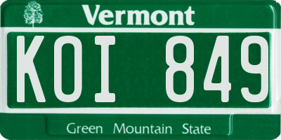 VT license plate KOI849