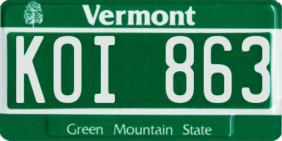 VT license plate KOI863
