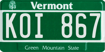 VT license plate KOI867