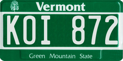 VT license plate KOI872