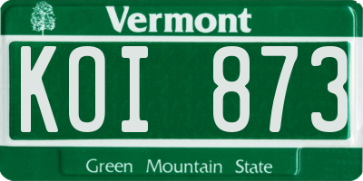 VT license plate KOI873