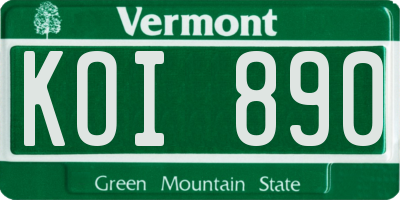 VT license plate KOI890