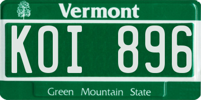 VT license plate KOI896