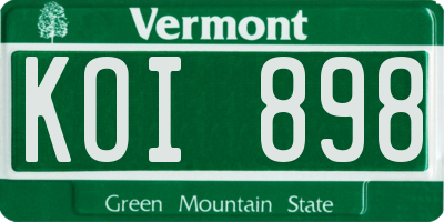 VT license plate KOI898