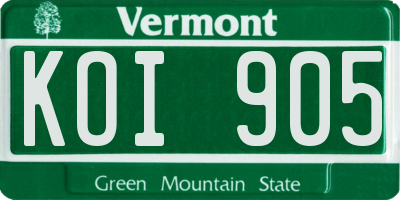 VT license plate KOI905