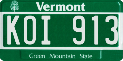 VT license plate KOI913