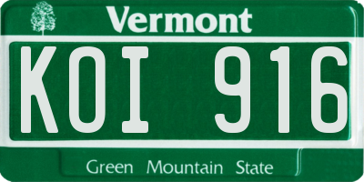 VT license plate KOI916