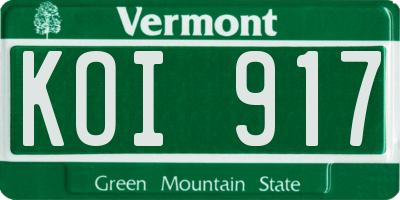 VT license plate KOI917