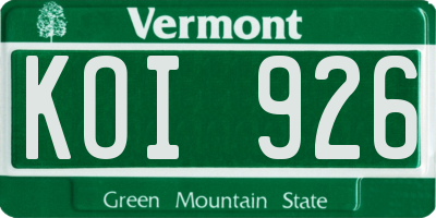 VT license plate KOI926