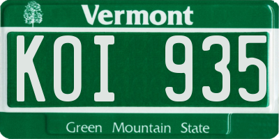 VT license plate KOI935